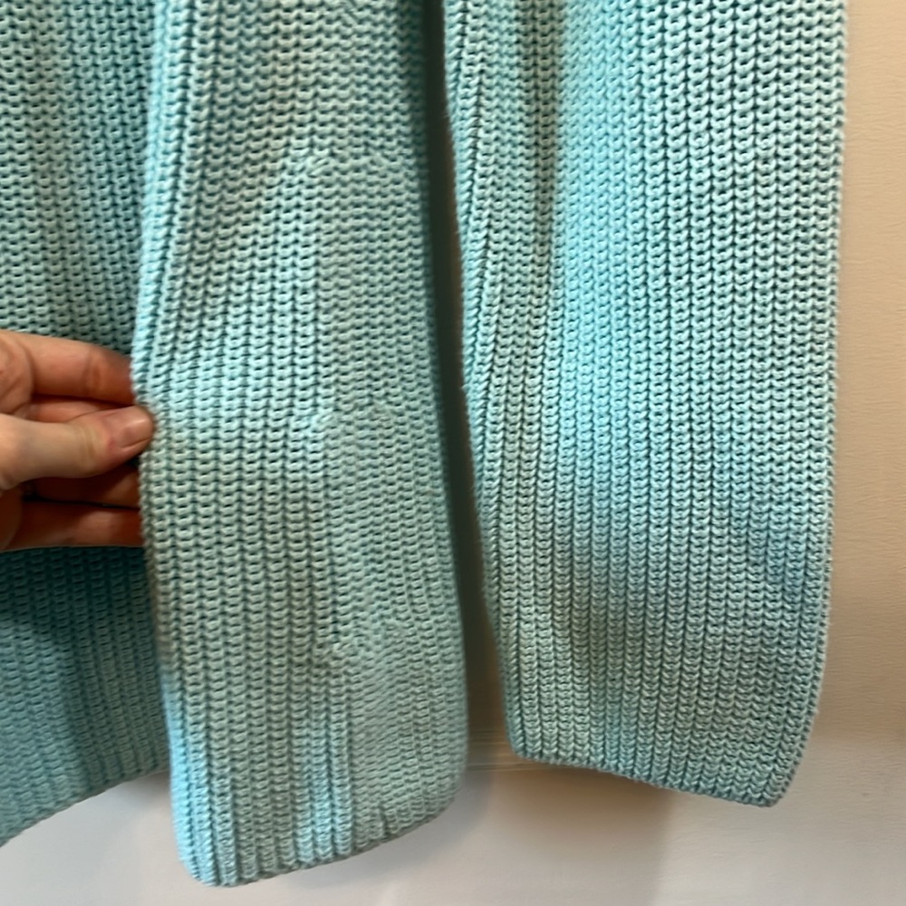 Talbots Light Bluish Green Chunky Knit 100% Cotton Sweater - Size XL - Picture 4 of 7